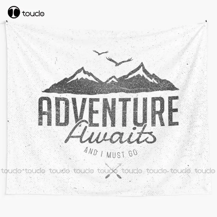 Adventure Awaits Type Typography Graphics Tapestry Hip Hop Tapestry Blanket Tapestry Bedroom Bedspread Decoration Wall Covering