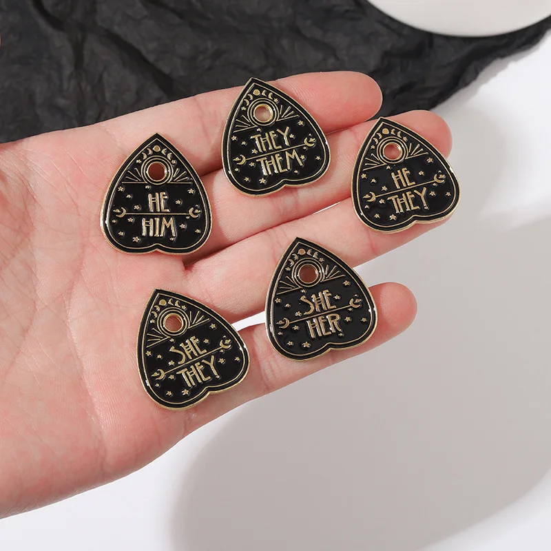 Star Moon Wizard Punk Pronouns Enamel Pins Custom Peach Heart Punk Brooches Lapel Badges Dark Gothic Jewelry Gift Drop Shipping