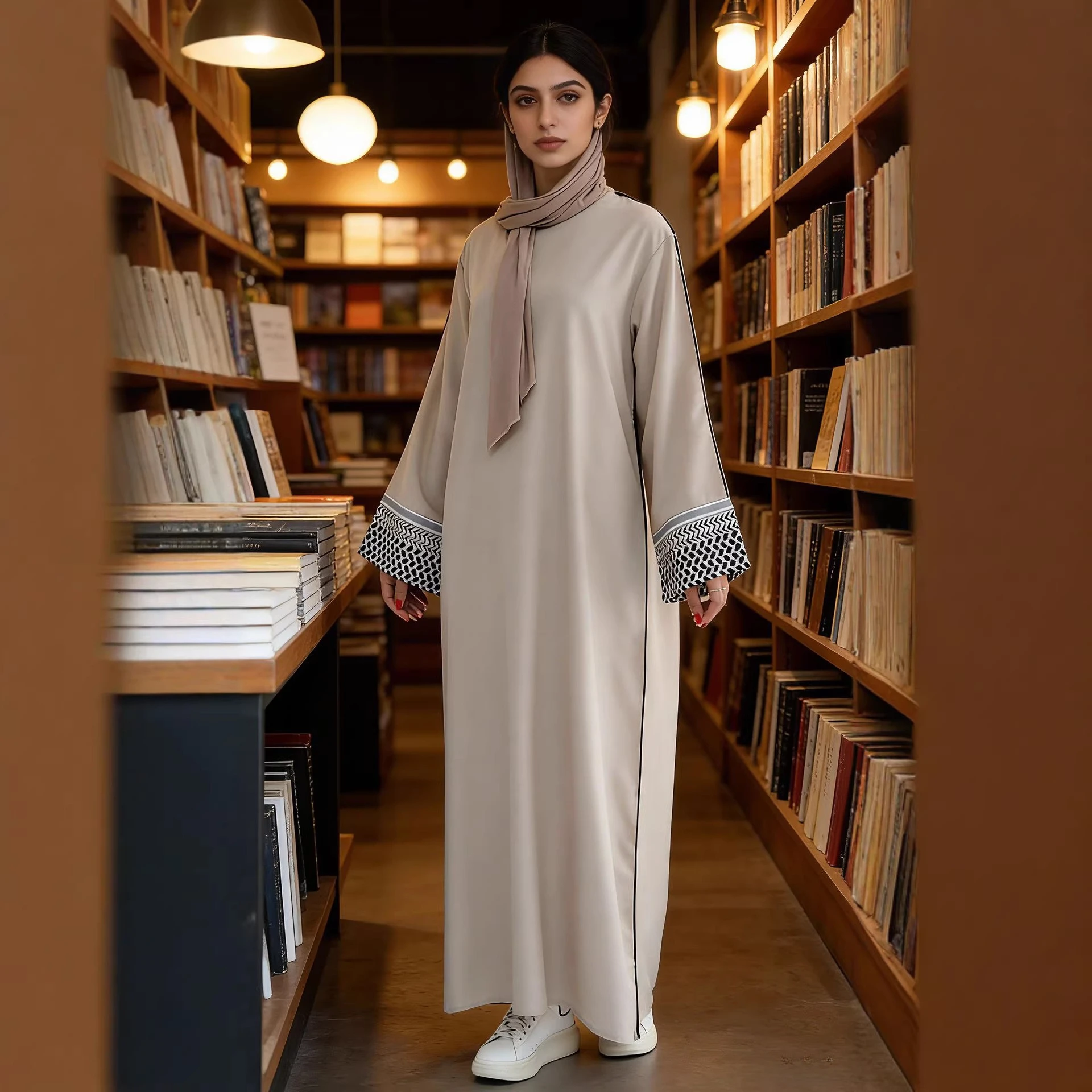 

Женское платье для Ид: Абайя с принтом для молитв в Дубае, исламские праздничные платья, кафтан, арабская мусульманская джалабия, длинное платье-роба на Рамадан, кафтан