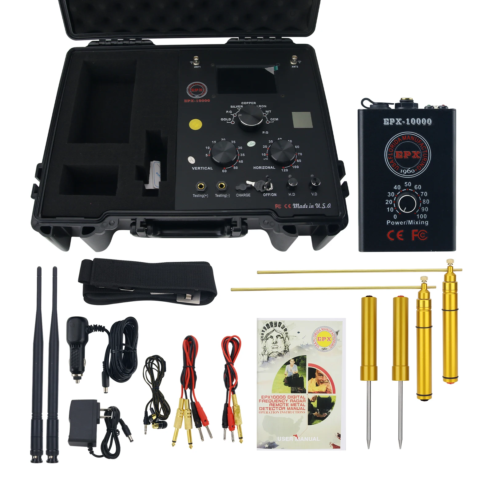 Detector de metais de longo alcance EPX-10000 50M localizador subterrâneo de tesouro de ouro