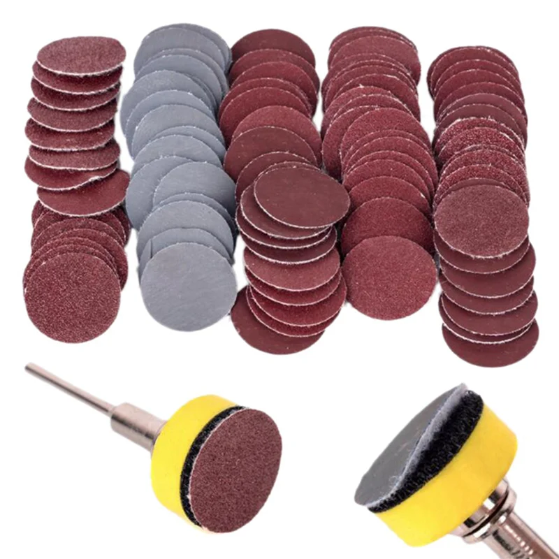 AS94-1 Inch 300 Pcs Sanding Discs Pad Kit Round Sandpaper Hook Loop Sander Backer