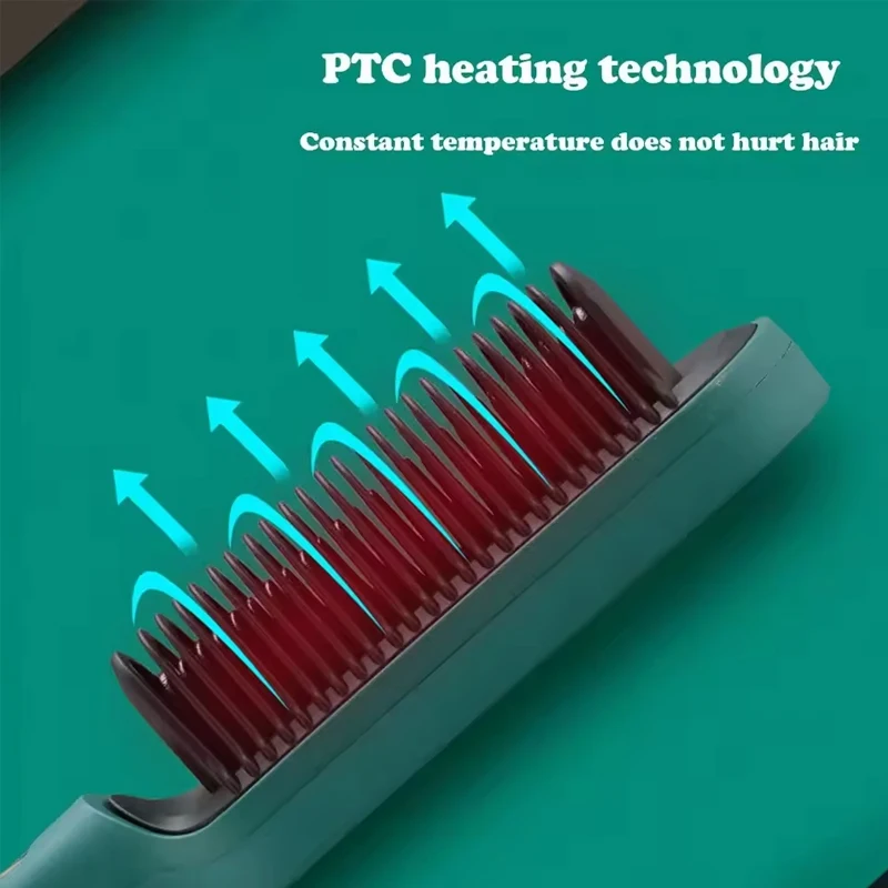 Household Electric Hair Straightener Brush Iron PTC Ceramic Plate LED Temperature Display for Outdoor Hotels