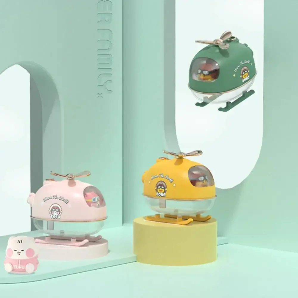 USB Electric Diffuser Mini Cartoon Helicopter Air Humidifier with Warm Night Light for Car Office Home