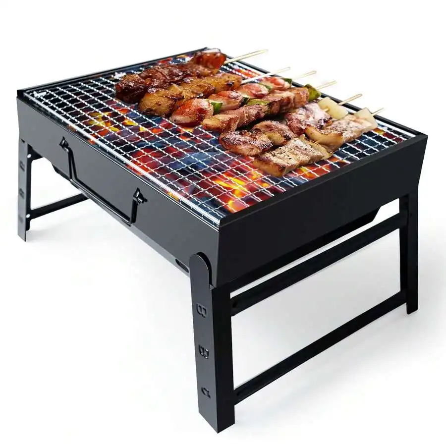 Lechay BBQ Barbecue Grill, Portable Foldable Charcoal Grill For Outdoor, Stainless Steel BBQ Tabletop Smoker For Picnic, Garden, — Lechay