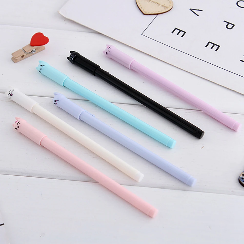 5Pcs/set Kawaii Cat Gel Pen 0.38mm Creative Cute Neutral Ink Pen Children Gift Pens School Office Writing Supplies Stationery