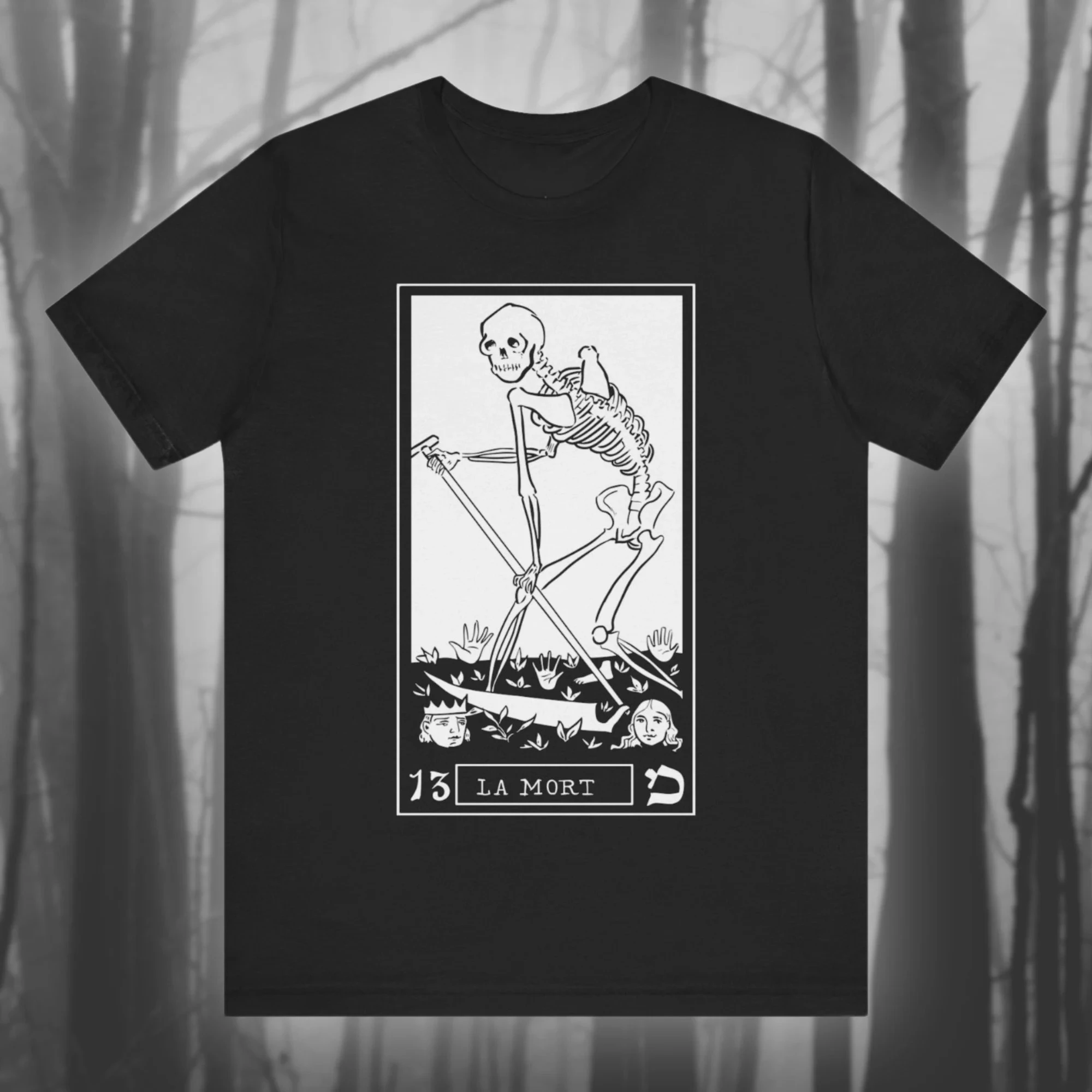 La Mort Danse Macabre camisa danza de la muerte camiseta Tarot camiseta esqueleto Vintage Horror gótico Neutral Camiseta de manga corta