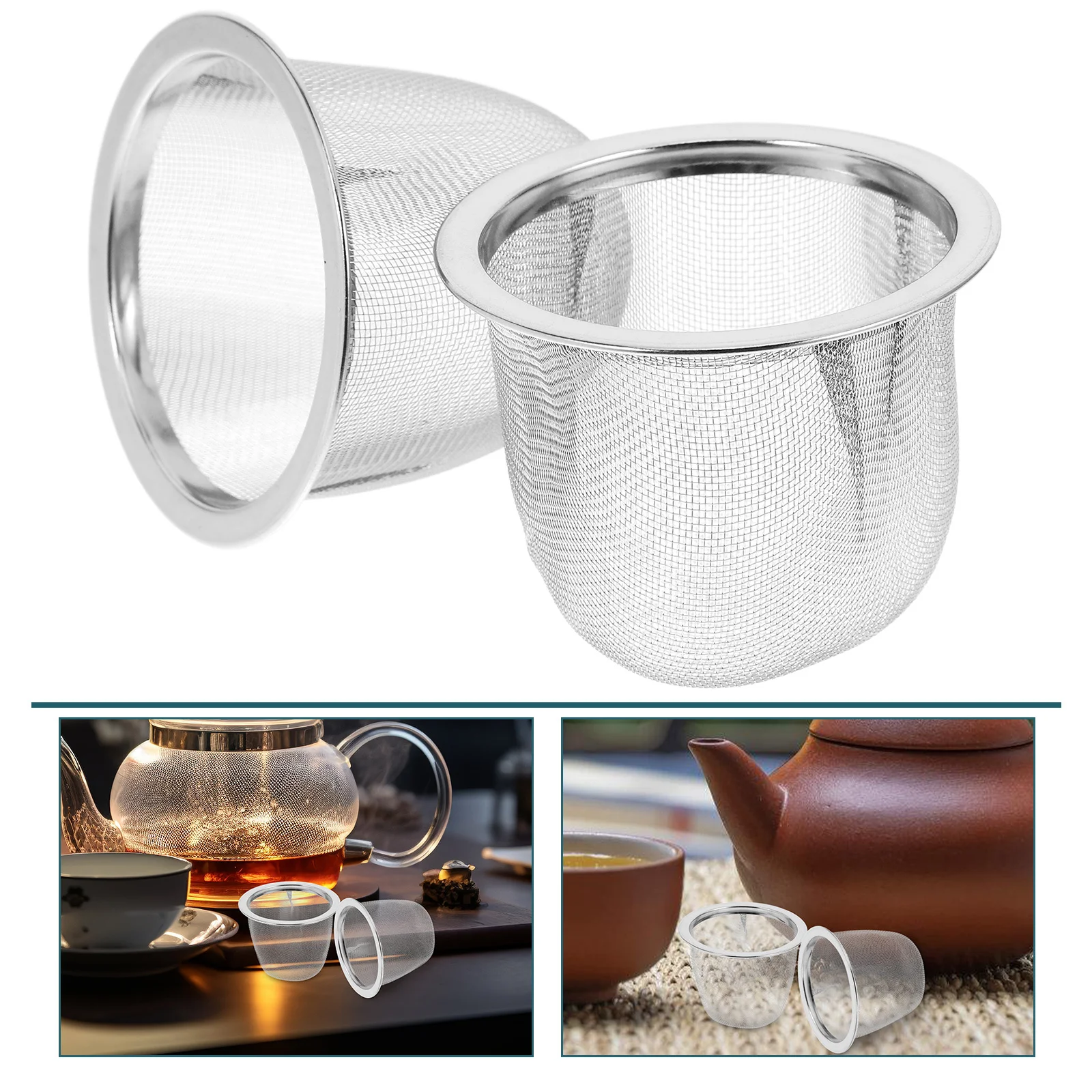 

2pcs Stainless Steel Tea Infuser Fine Mesh Leaf Strainer For Teapot Kettle Replacement Filter Basket Metal Tea Strainer Dripper