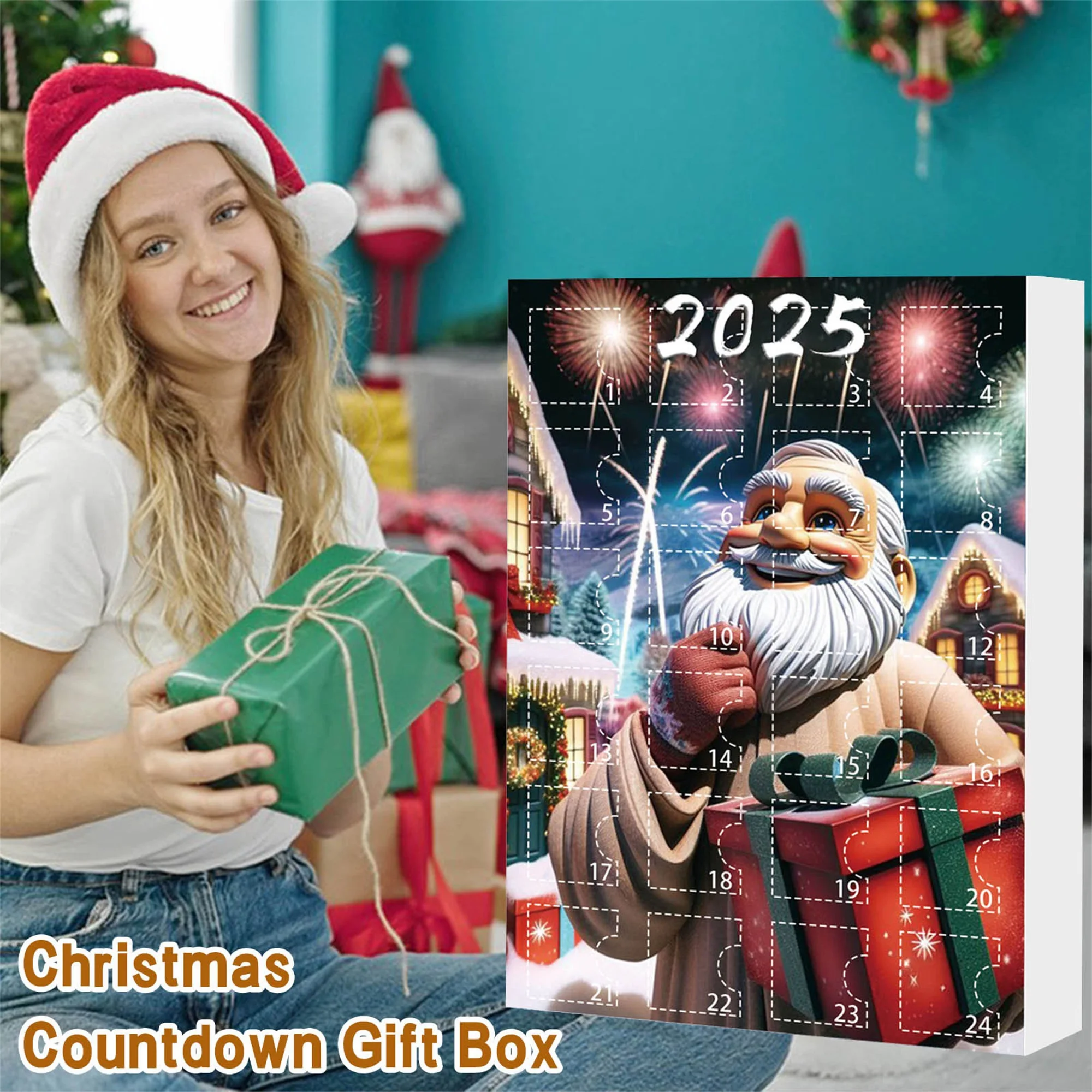 Conjunto de calendário religioso de contagem regressiva de Natal com 24 dias de caixas surpresa com ornamentos de Jesus acrílicos planos 2D