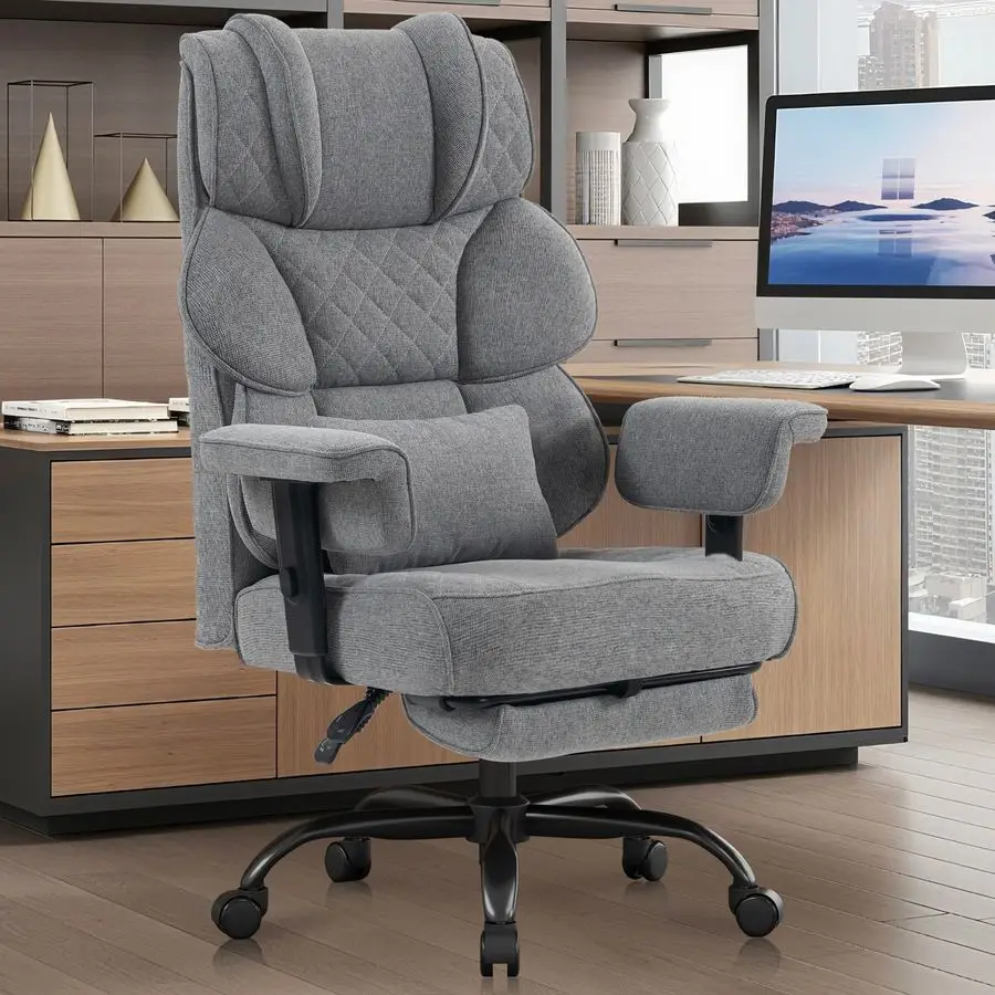 

Big and Tall Office Chair, Computer Chairs with Soft Adjustable Armrests, Ergonomic Gaming Chair with Breathable Linen Design