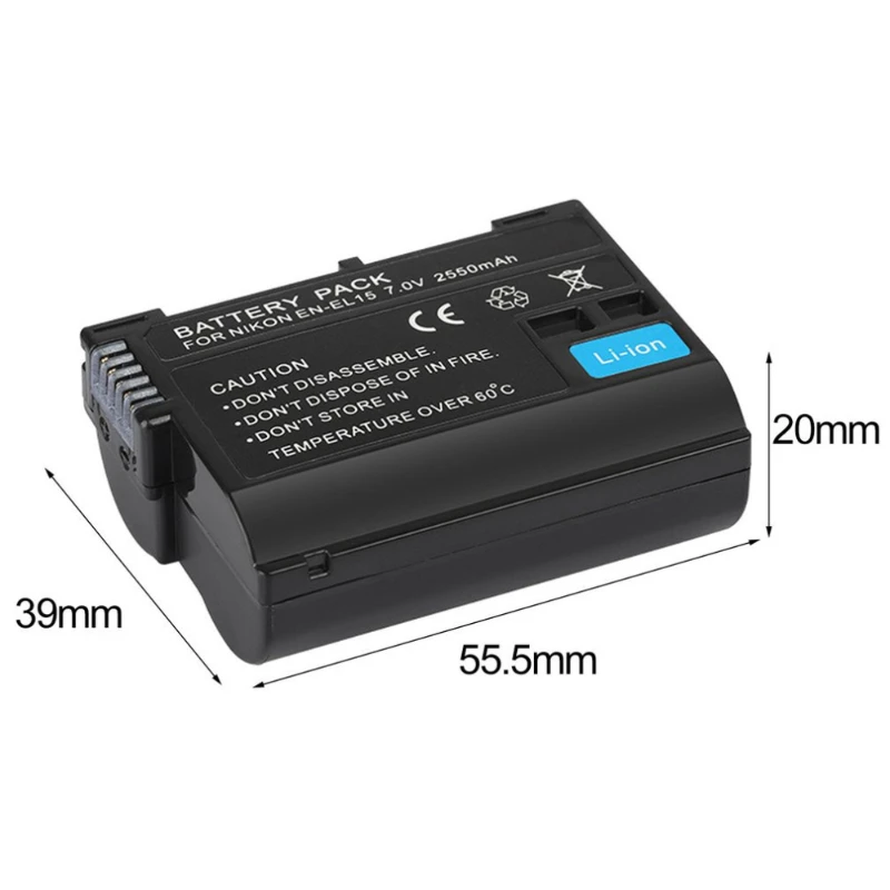 2550mAh 7V New Digital Camera Battery ENEL15 EN-EL15 Rechargeable Battery for Nikon DSLR D500 D750 D7100 D7000 D800 D800E Camera