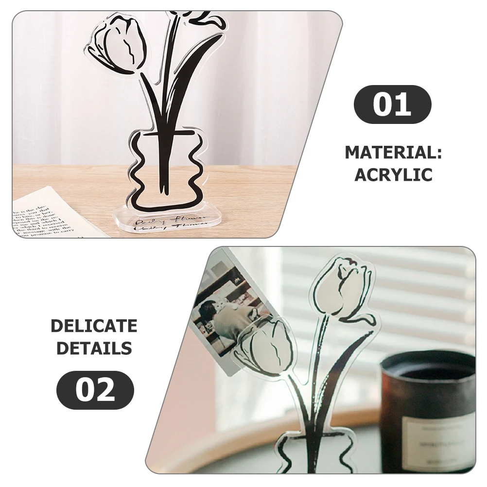 Soporte creativo para notas de flores, marco de fotos acrílico con Clip, soporte para tarjetas de notas para oficina, hogar, boda, fiesta, soportes de escritorio