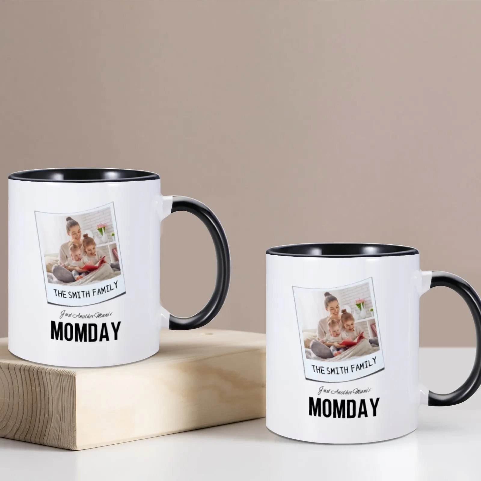 Custom Funny Mom 2 Photo Two-Tone Coffee Mug Just Another Manic MOMDAY Ceramic Mugs Mother's Day Gift Idea for Women Milk Cup