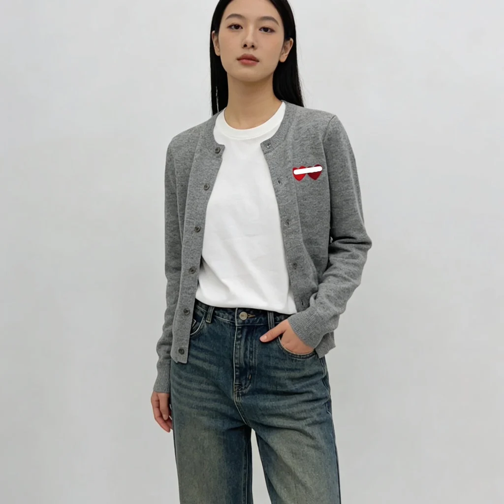 Women's Wool Open Cardigan Gray Knit Sweater