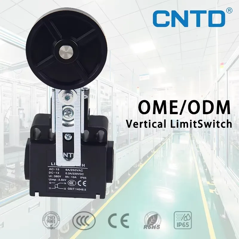 CNTD CLS-391 Vertical Limit Switch 10A 380V IP65 Travel Switch Adjustable Swing Rod Large Roller Type Waterproof Switch