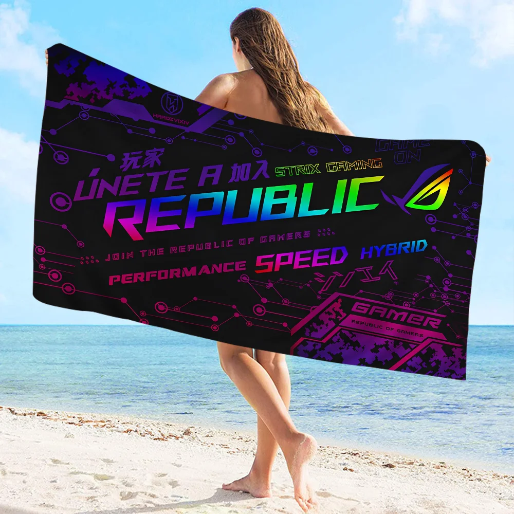 Toalha de praia de microfibra absorvente Asus com logotipo república dos gamers, secagem rápida, para ioga, natação, montanha, montanha