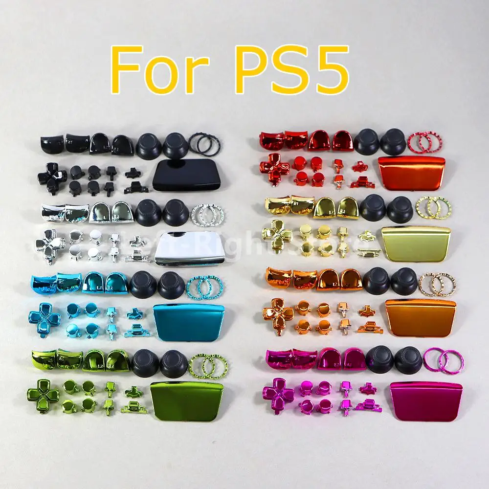 

15sets Full Set Chrome Plating Buttons For Playstation 5 1.0 Thumb Sticks Joystick Cap L1 R1 L2 R2 D-pad For PS5 V1 Controller