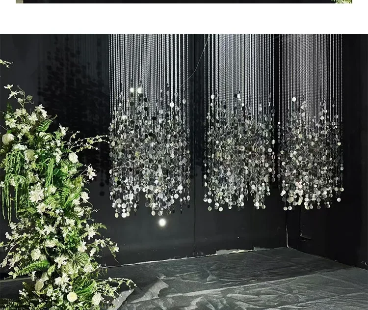 1,5 m Gold-Silber-Spiegel-Pailletten-Vorhang, Acryl-Perlen-Deckenvorhang, Hochzeits-Hintergrund, schimmernde Bühnendekoration für Events – Detail 9