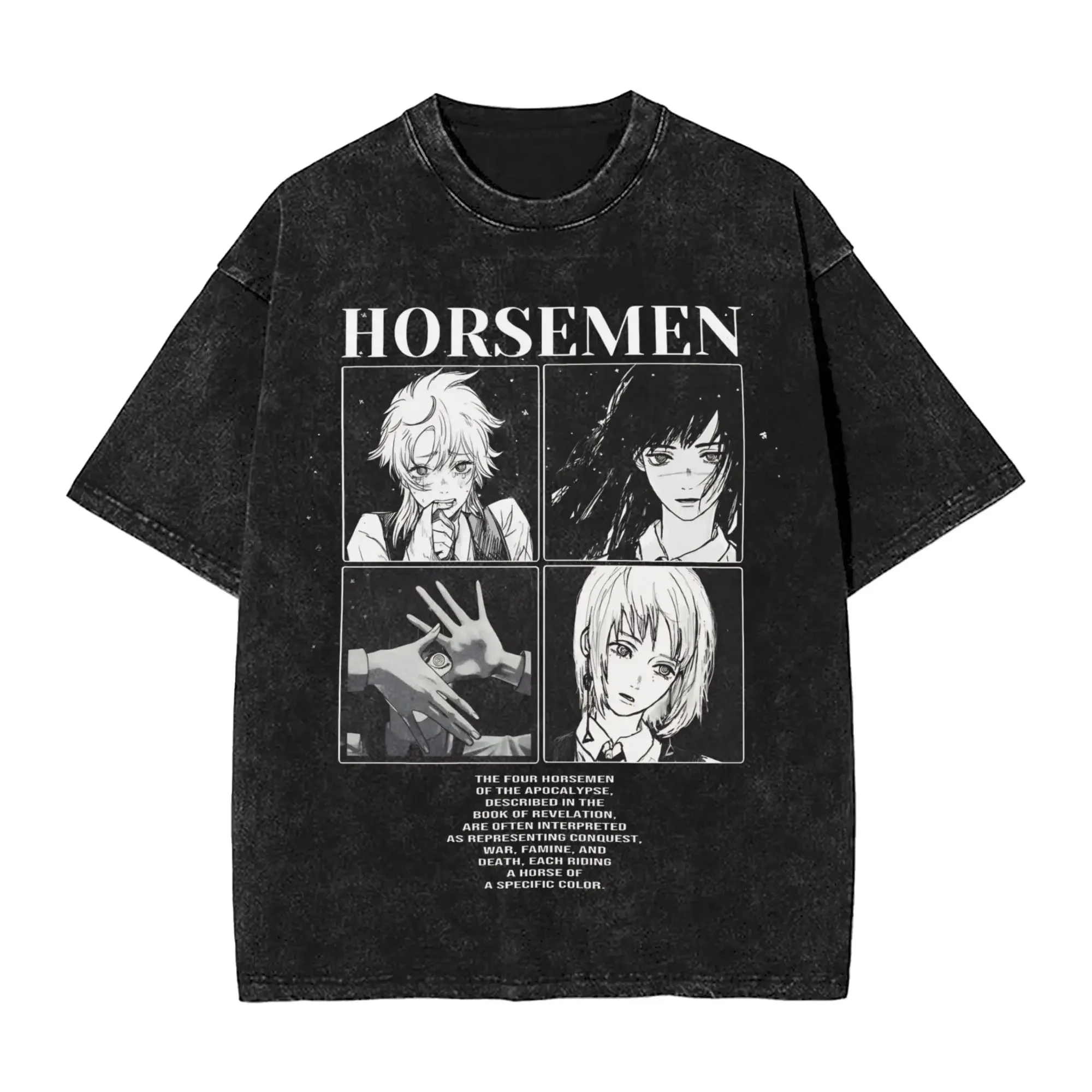 2026 summer Chainsaw Man Yoru War Devil Washed Anime T-shirt Harajuku Streetwear Oversized Short Sleeve Tee For Fans