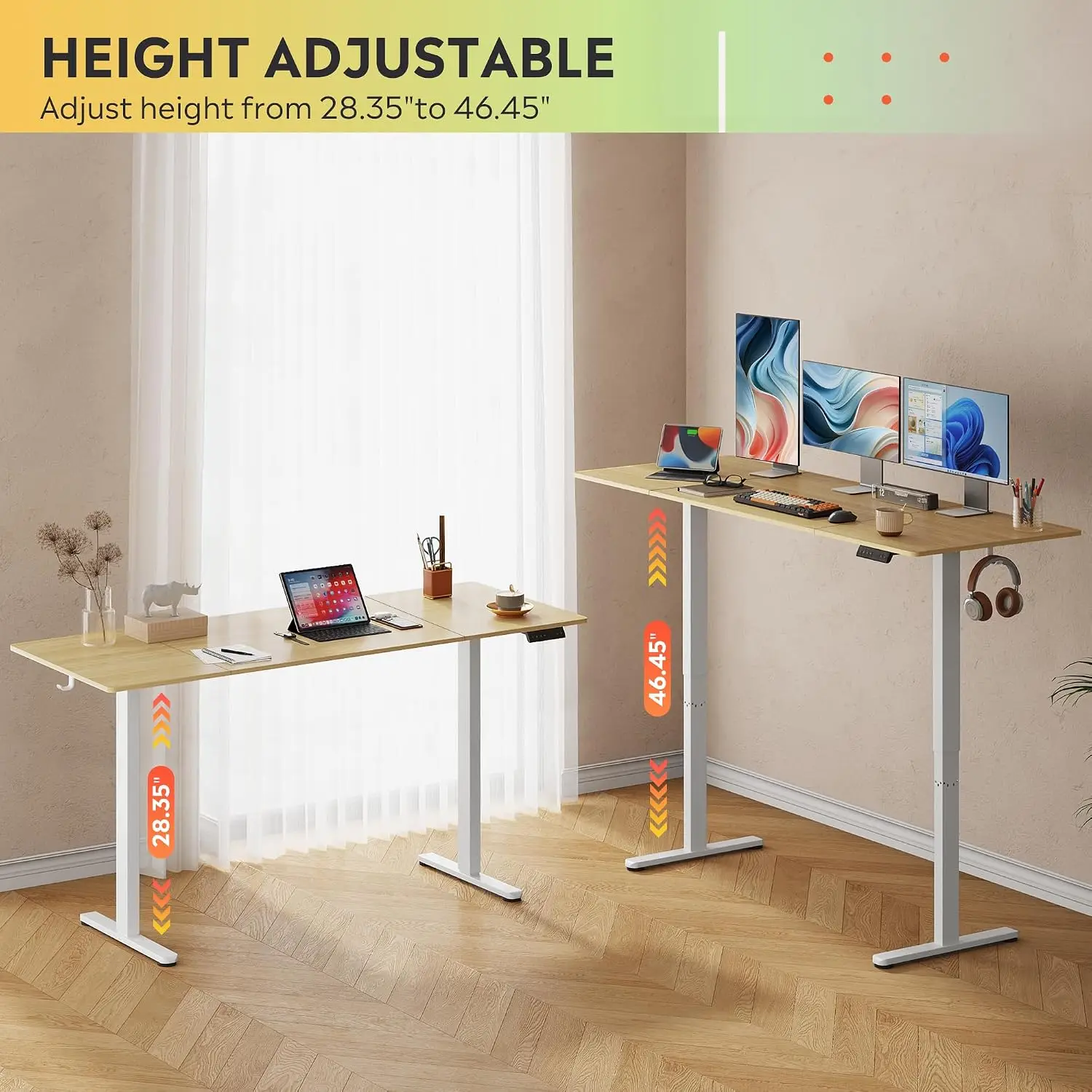 71 Inch Split Top Standing Desk Computer Workstation Maple, Customized