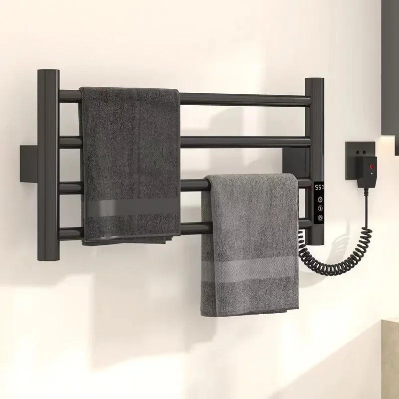 Bathroom Accessories Black Stainless Steel Towel Dryer Heating Smart Electric Towel Rack