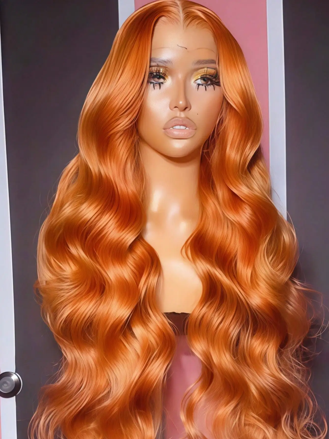 

350 Ginger Orange парик из натуральных волос с волнистой текстурой для женщин, 13x4 HD прозрачный кружевной фронтальный парик с предварительно выщипанной линией роста волос и детским волоском