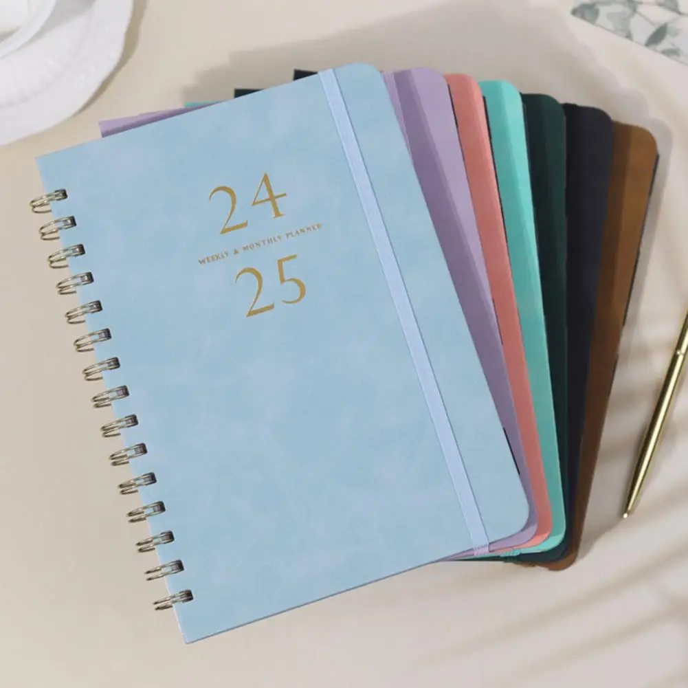 16*21.5cm Academic Year Weekly Monthly Planner Notebook Spiral Coil Thick Paper No Ink Bleeding Daily Journal Calendar Notebook