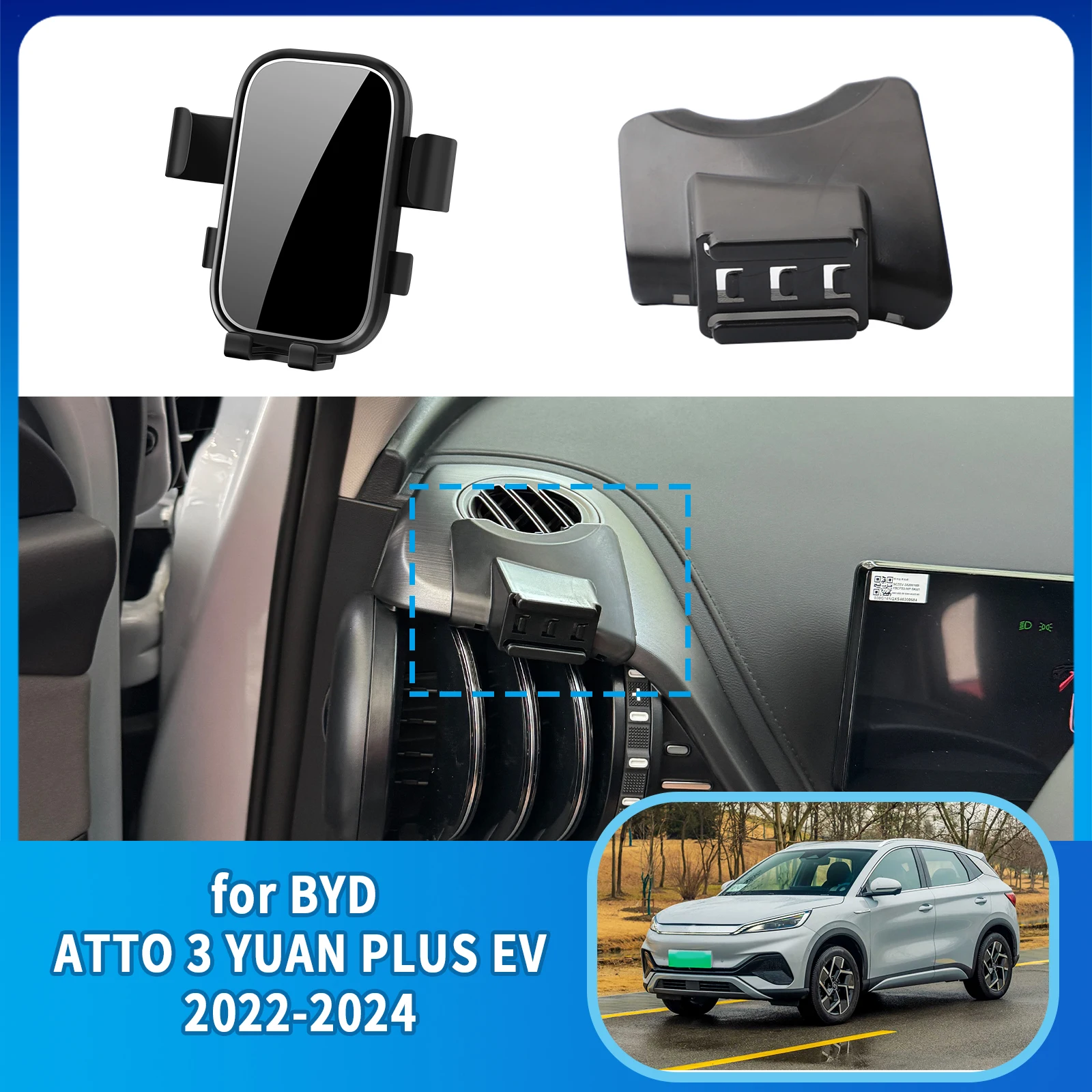 

Car Mobile Phone Holder GPS Bracket Navigation Stand Auto Accessories for BYD ATTO 3 YUAN PLUS EV 2022 2023 2024