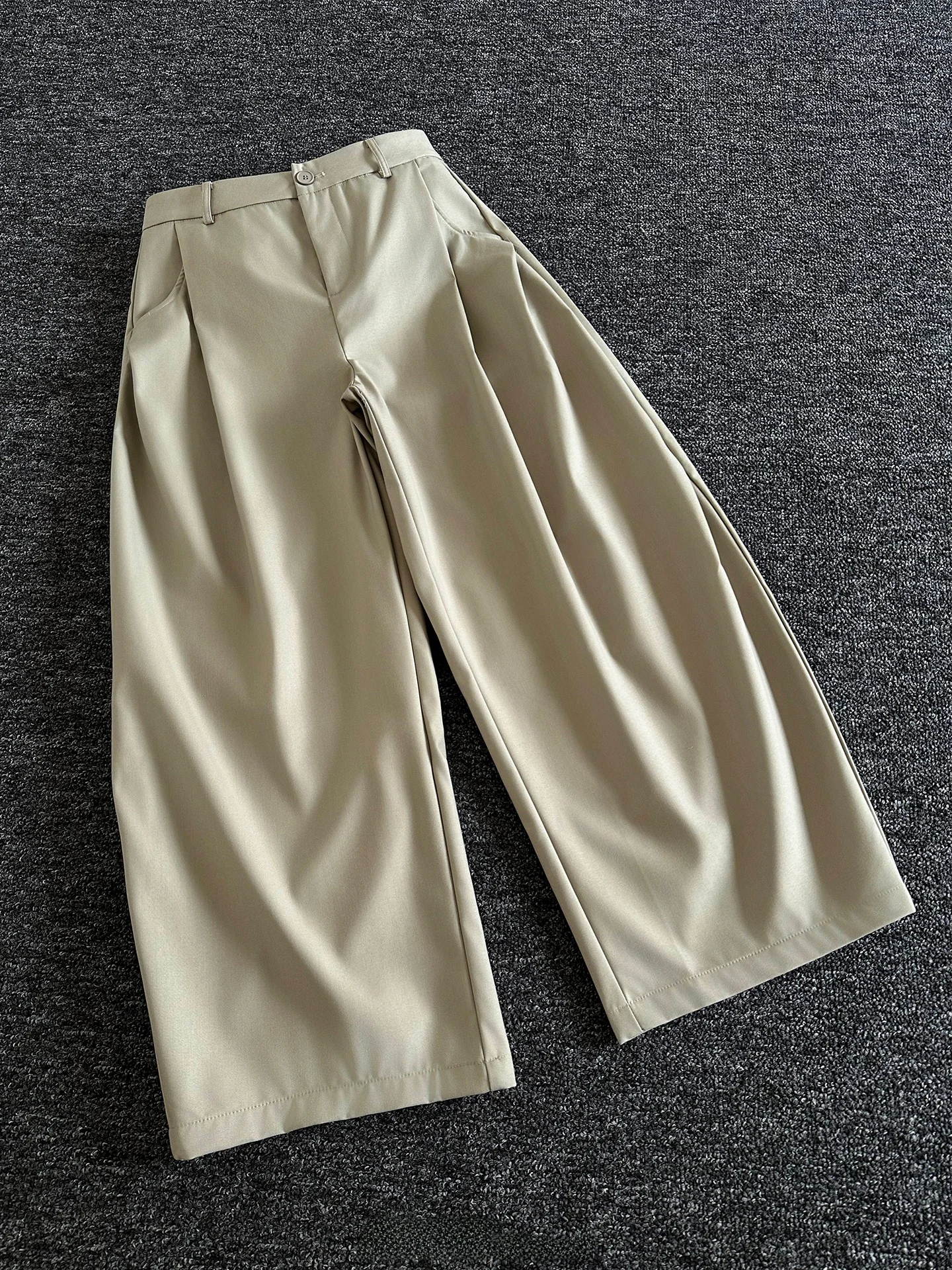 

Rise Brand Men's Casual Pants High Waist Loose Fit Trousers with Pleats Wide Leg Slightly Cropped Knife West Pants