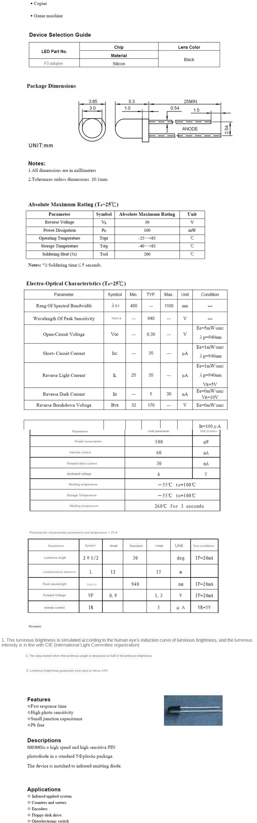 100PCS 3mm 5mm Photosensitive Receiving Diode LED Photoelectric Sensor Switch Natural Light To Accept Light Brightness Detection