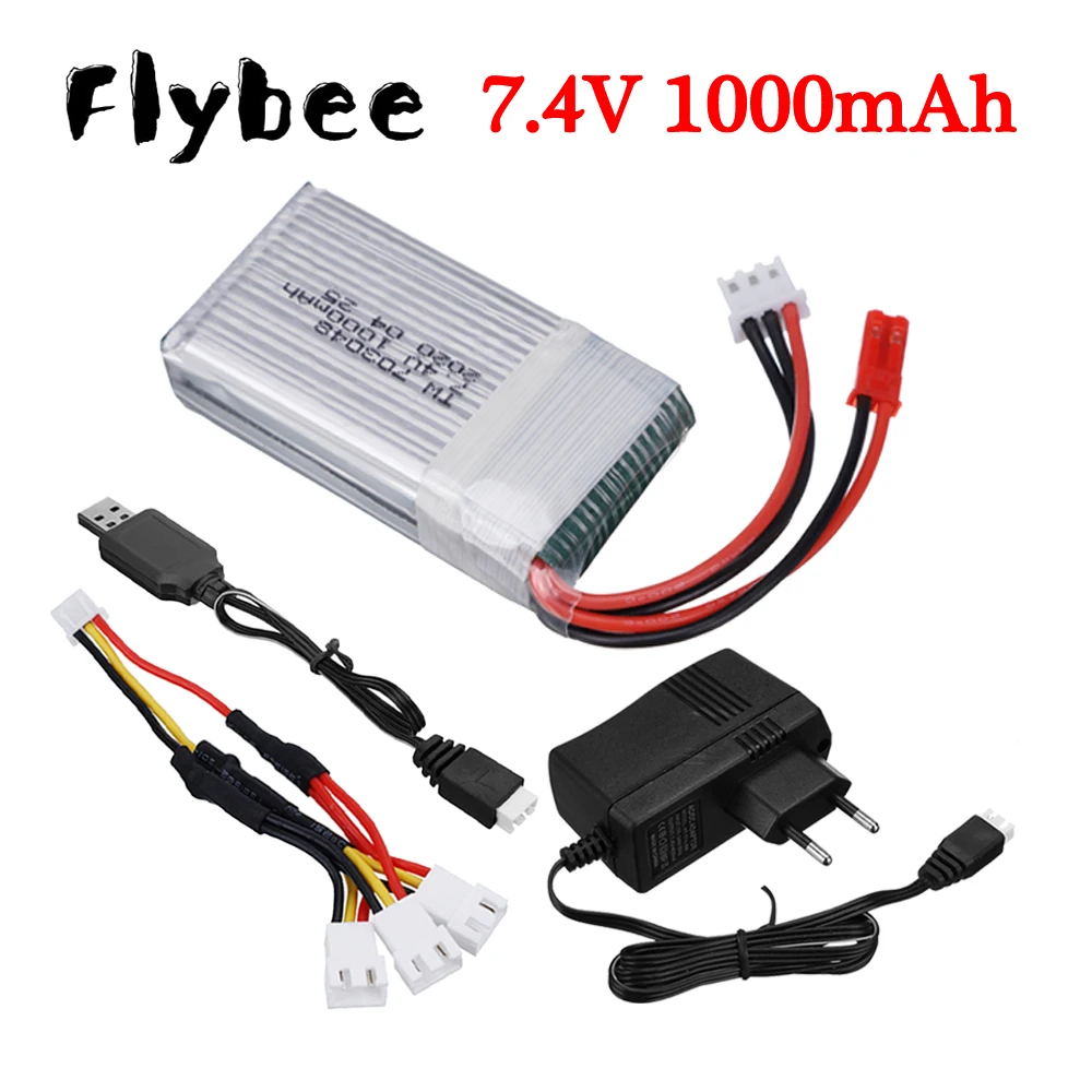 2S 7.4V Battery For WLtoys V262 V353 V912 Quadcopter Battery 7.4V 1000mAh Li-Po Battery for MJXRC X600 UDI U829A U829X RC Drone