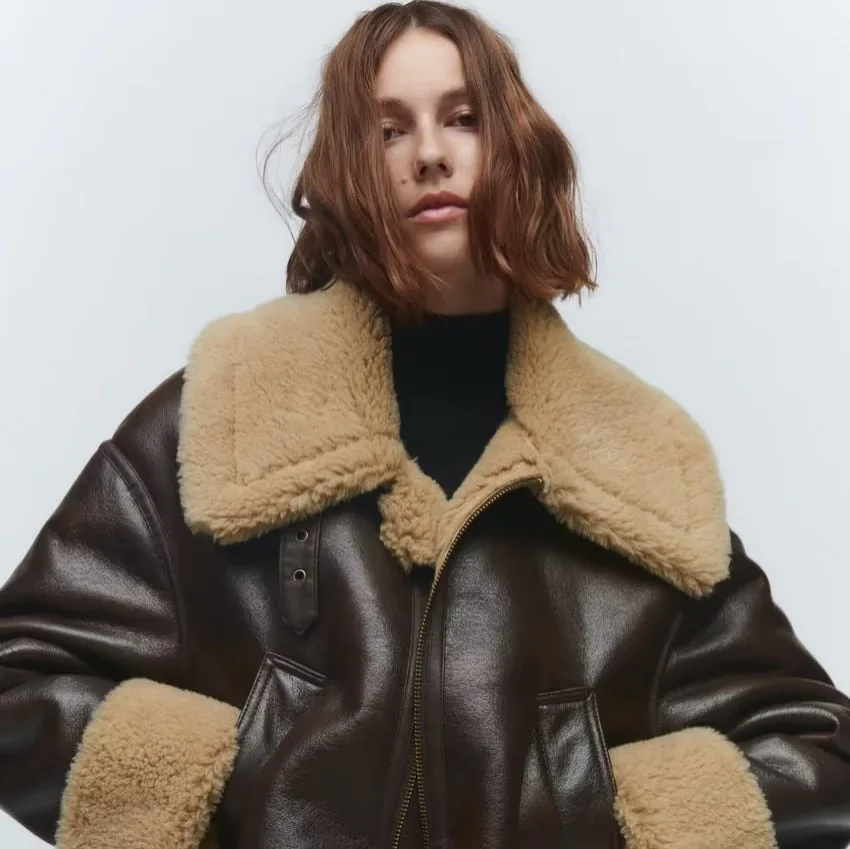 الخريف الشتاء السيدات الجديدة verdikku الدافئة dubbelzijikko korte jas Bruine damesjas #3