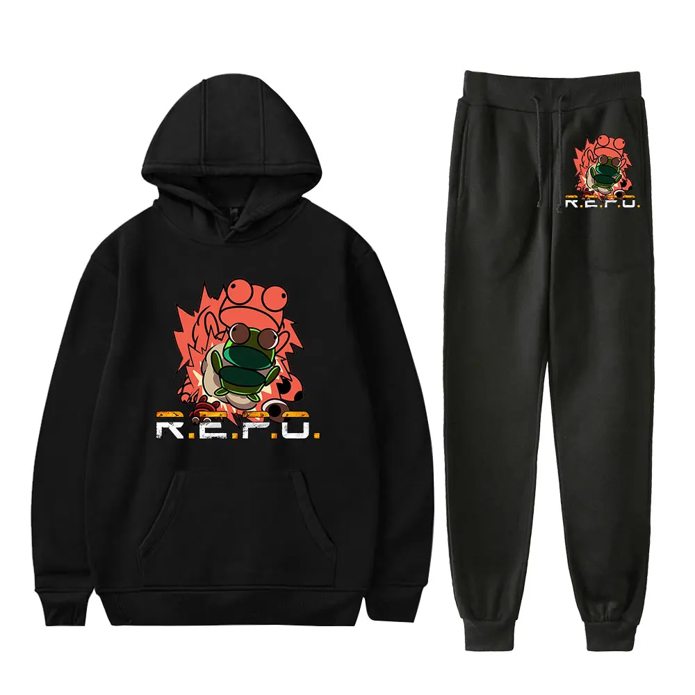 

Горячая игра R.E.P.O. Комплект толстовок с капюшоном Robot Game Merch, брюки с капюшоном, пуловер из двух предметов, мужская и женская одежда, повседневная одежда