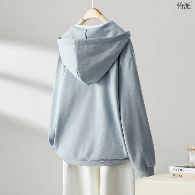 Women Spring Autumn Korean New Hooded Collar Pullover Fashion Design Fake 2-piece T-shirt Loose Large Versatile Long Sleeve Tops