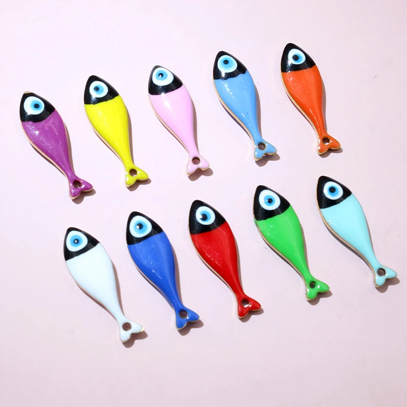 10 قطعة 20x6.5 مللي متر المينا الأسماك Charms قلادة الفولاذ المقاوم للصدأ DIY بها بنفسك صنع المجوهرات اكسسوارات النتائج ل قلادة أقراط سوار