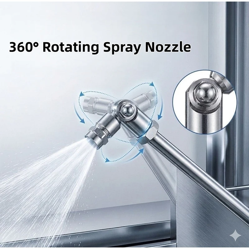 360° Swivel AC Cleaning Lance With 25° Adjustable Fan Nozzle 1/4 