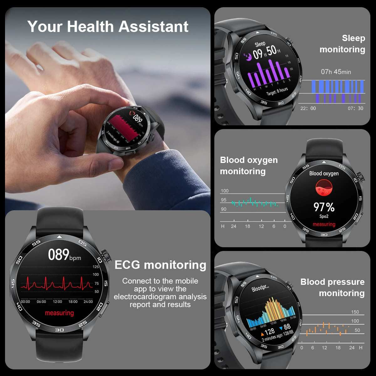 LIGE 2025 ECG AI تشخيص صحي ساعة ذكية الرجال النساء معدل ضربات القلب ضغط الدم الصحة المقتفي الساعات الذكية لشاومي هواوي