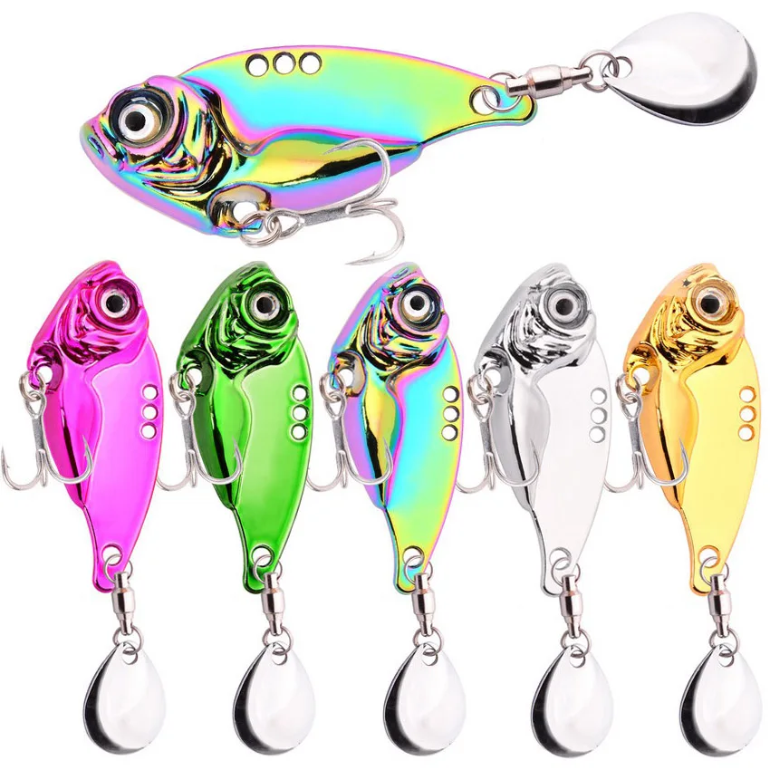 

1pc Rotating Tail Vibration Sequins Metal VIB Lure 7g 10g 15g 20g Spoon Jig Vibe Sinking Fishing Lures Hard Bait Fishing Tackle