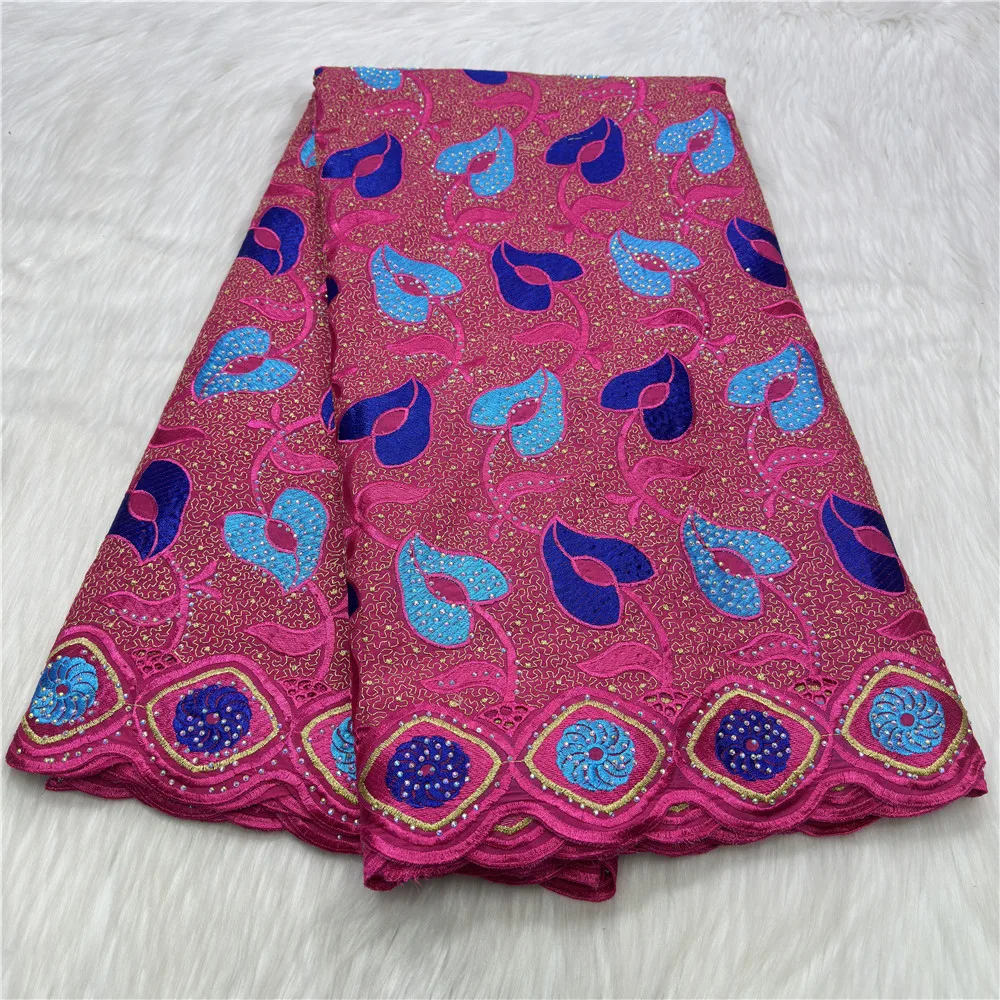 

Модная швейцарская кружевная ткань из вуали, 5 ярдов, нигерийское сухое кружево из 100% хлопка с камнями для вечерних платьев 23A171