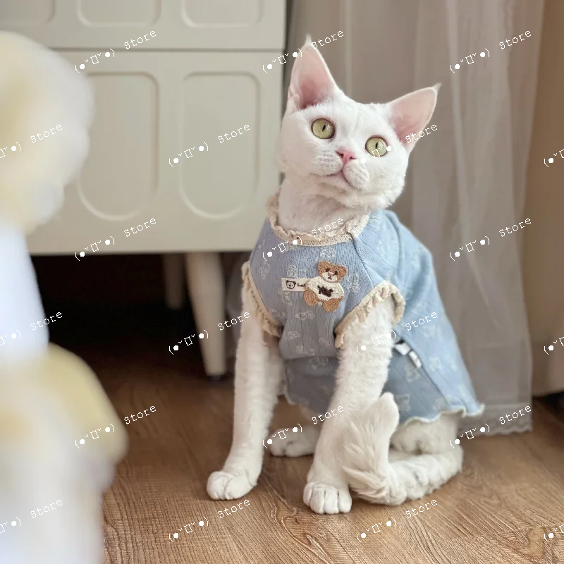 

Honey Bear Series Cotton Sphynx Cat Clothes Roupa Para Gato Katten Accessories Spring Summer Pet Clothes Hairless Cats Clothes