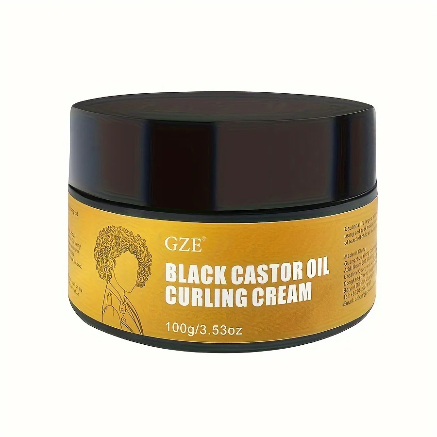 GZE crème antiadhésive à l'huile de ricin noire pour définir les boucles hydrate et élimine les frisottis, crème anti-frisottis lissante pour définir les cheveux