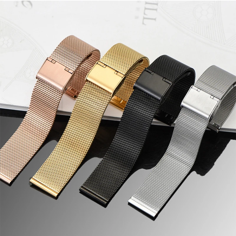 Watch Band Watch Milanese Strap 12mm 14mm 16mm 18mm 20mm 22mm 24mm Men Women Stainless Steel Watchstrap Bracelet Black Rose Gold