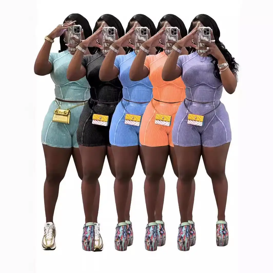 

Women's Waed Tight ort Sve Top orts Faion Set Summer 2024 Brand Unbranded No Registered Trademark Available