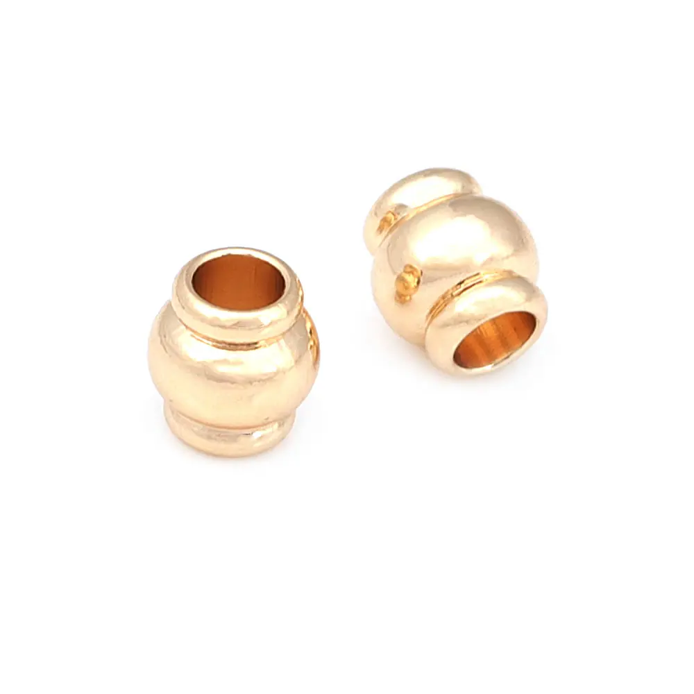 Hochwertige 18 Karat Gold Farbe Messing runde Kugel Laterne Spacer Perlen DIY Schmuck Herstellung liefert Armbänder Zubehör für Frauen