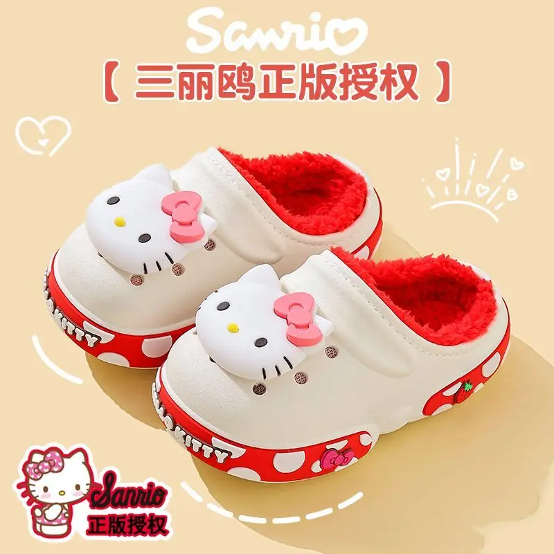 Kuromi بلدي ميلودي سانريو الشتاء حذاء للأطفال الاطفال الأسنان الفتيات فروي النعال حذاء داخلي الأحذية طفل فتاة الرضع الطفل المنزل