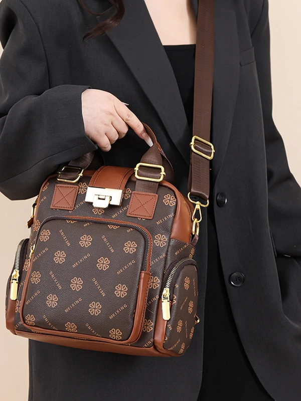 2025 New Retro Large Capacity Double Shoulder Bag Handheld Commuter Versatile Single Shoulder Slant Crossbody Bag