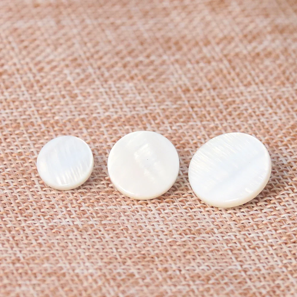 5PCS Natural Freshwater Mussels Round White with Shank Buttons for Clothing Craft Scrapbook Shirt Decoration Sewing Accessories