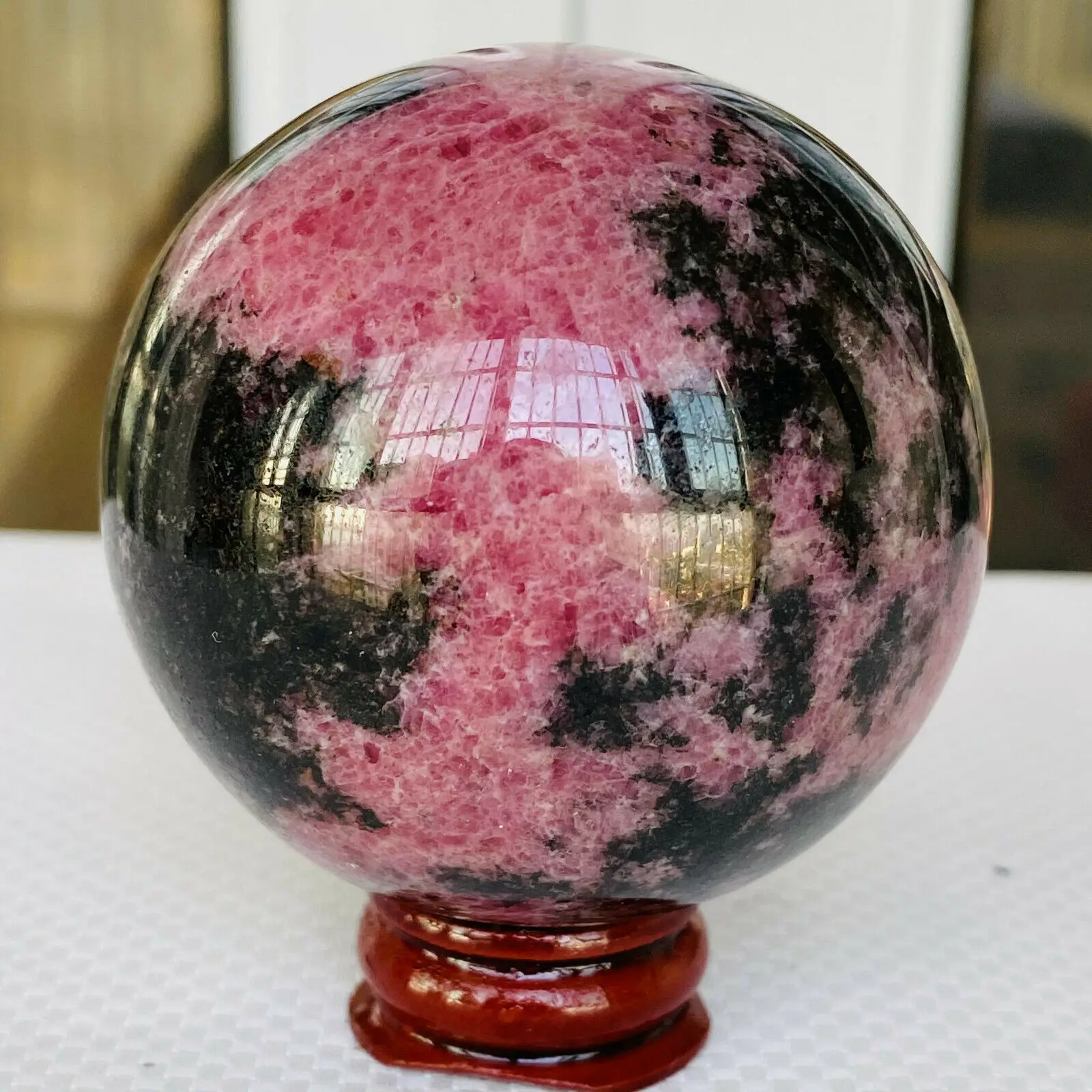 Natural Rhodonite Sphere Energy Mineral Stone Crystal Quartz Home Decoration Office Accessories DIY Gifts