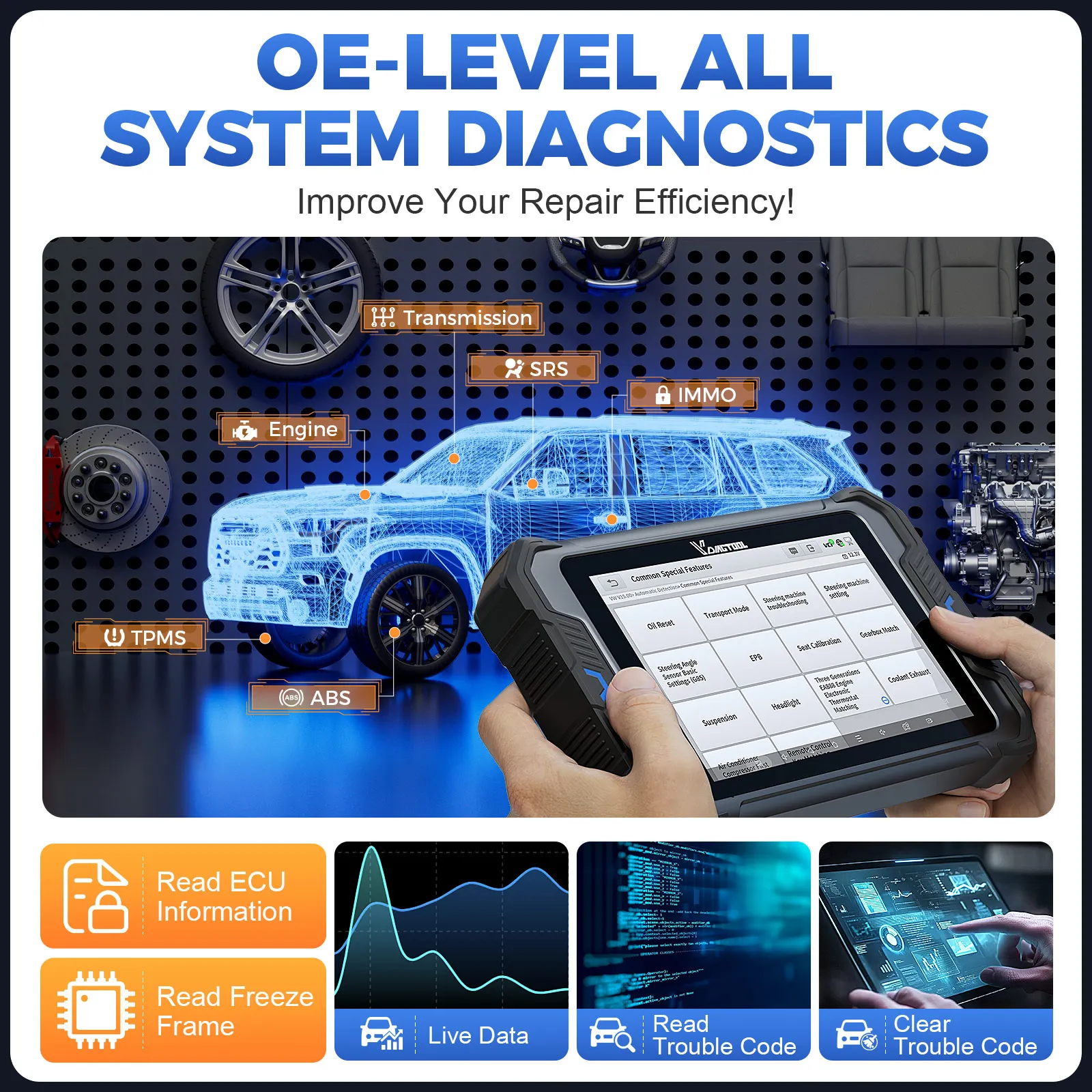 VDIAGTOOL VD80BT LITE أدوات تشخيص السيارات obd2 الماسح الضوئي دعم وحدة التحكم الإلكترونية الترميز عبر الإنترنت PMI كود 28 إعادة الإعدادات