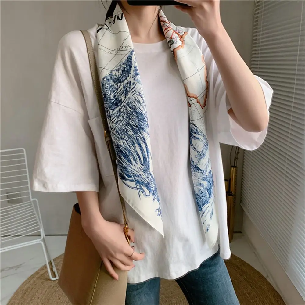 

Painting Solid Color Multi-Function Temperament Korean Style Neckerchief Hair Tie Band Women Scarf Pastoral Style Wraps