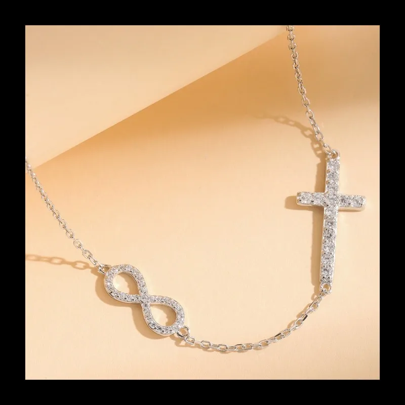 INS جديد الصليب والإنفينيتي رمز قلادة ضوء فاخر قسط S925 الفضة تصميم الرياح سلسلة الترقوة #2